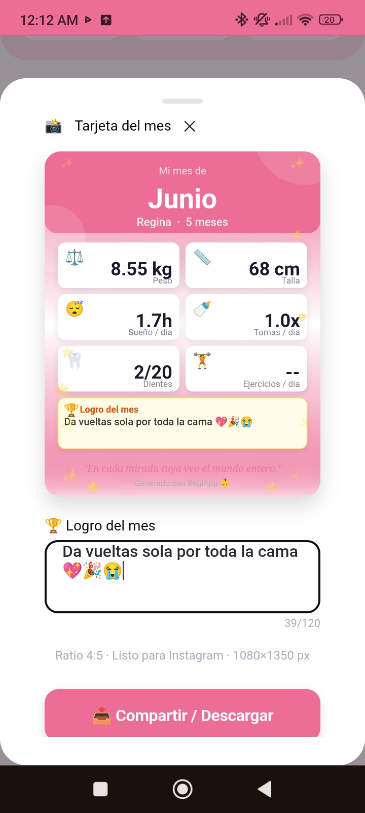 Tarjeta del mes